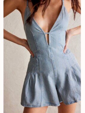 We the Free by Free People light blue denim romper, NWT